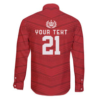 Custom Pacific Rugby Spirit Family Matching Long Sleeve Bodycon Dress and Hawaiian Shirt Tonga Ngatu Pride Red Edition - Polynesian Pride