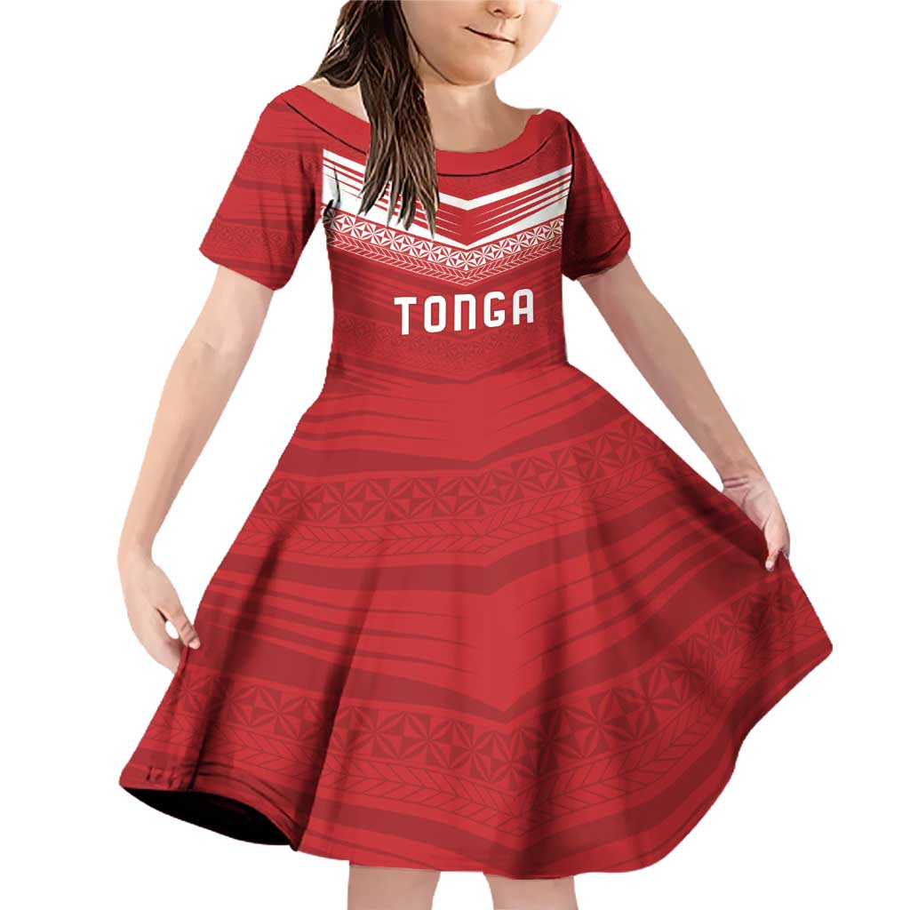 Custom Pacific Rugby Spirit Family Matching Off Shoulder Short Dress and Hawaiian Shirt Tonga Ngatu Pride Red Edition - Polynesian Pride