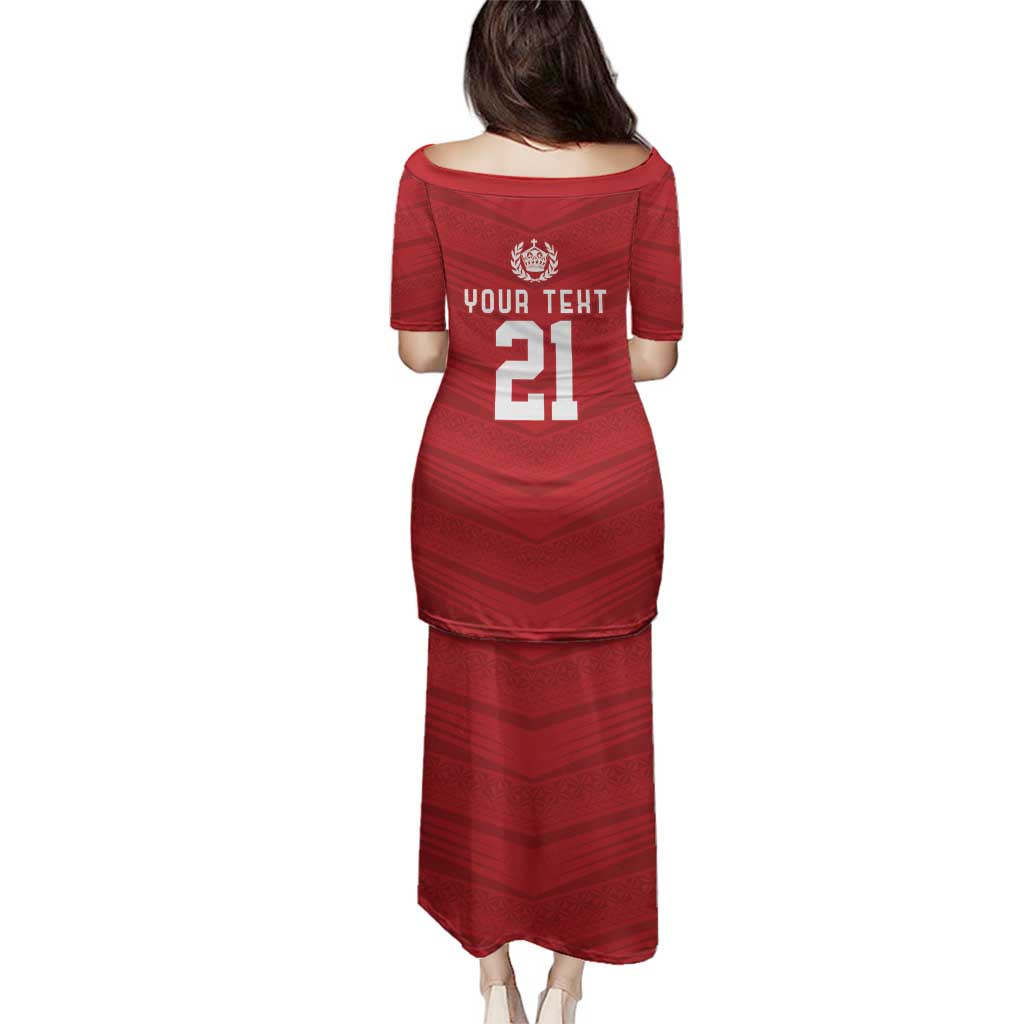 Custom Pacific Rugby Spirit Family Matching Puletasi and Hawaiian Shirt Tonga Ngatu Pride Red Edition - Polynesian Pride