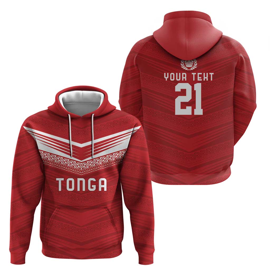 Custom Pacific Rugby Spirit Hoodie Tonga Ngatu Pride Red Edition - Polynesian Pride
