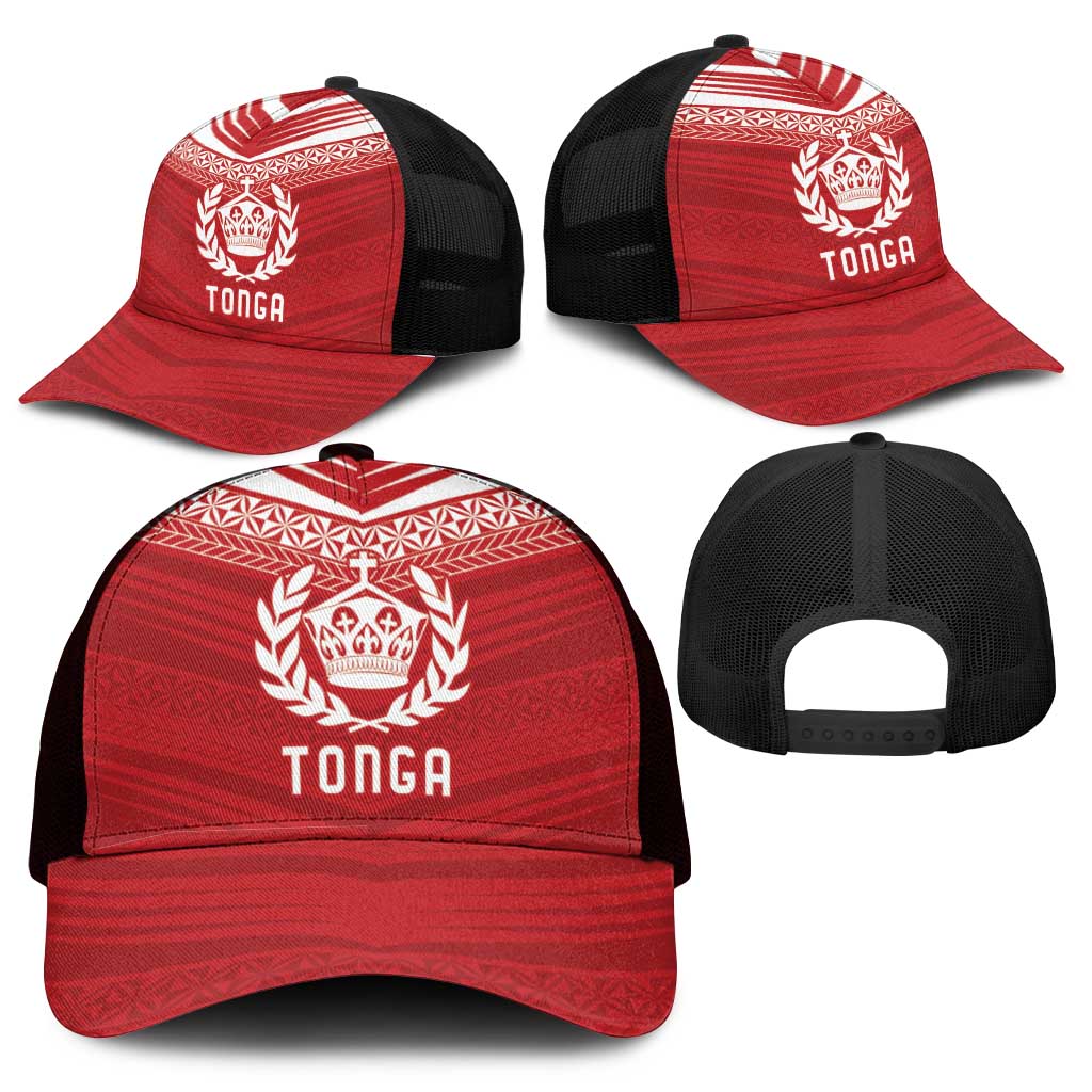 Pacific Rugby Spirit Mesh Trucker Cap Tonga Ngatu Pride Red Edition - Polynesian Pride