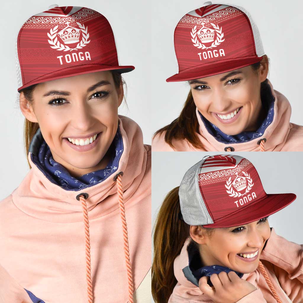 Pacific Rugby Spirit Mesh Trucker Cap Tonga Ngatu Pride Red Edition - Polynesian Pride
