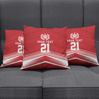 Custom Pacific Rugby Spirit Pillow Cover Tonga Ngatu Pride Red Edition - Polynesian Pride