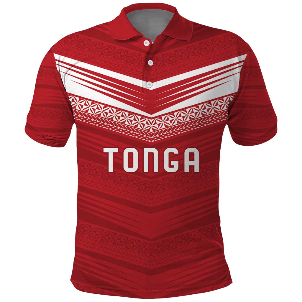 Custom Pacific Rugby Spirit Polo Shirt Tonga Ngatu Pride Red Edition - Polynesian Pride