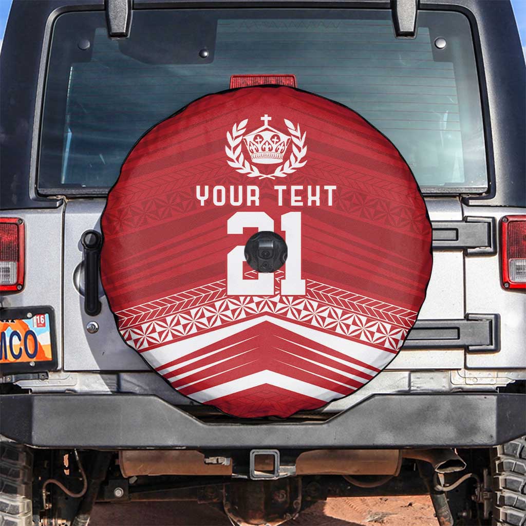 Custom Pacific Rugby Spirit Spare Tire Cover Tonga Ngatu Pride Red Edition - Polynesian Pride