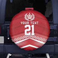 Custom Pacific Rugby Spirit Spare Tire Cover Tonga Ngatu Pride Red Edition - Polynesian Pride