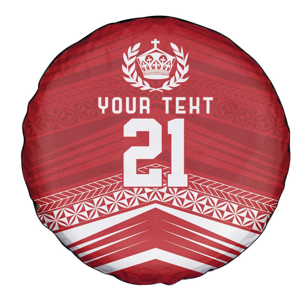 Custom Pacific Rugby Spirit Spare Tire Cover Tonga Ngatu Pride Red Edition - Polynesian Pride
