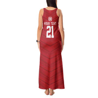 Custom Pacific Rugby Spirit Tank Maxi Dress Tonga Ngatu Pride Red Edition - Polynesian Pride