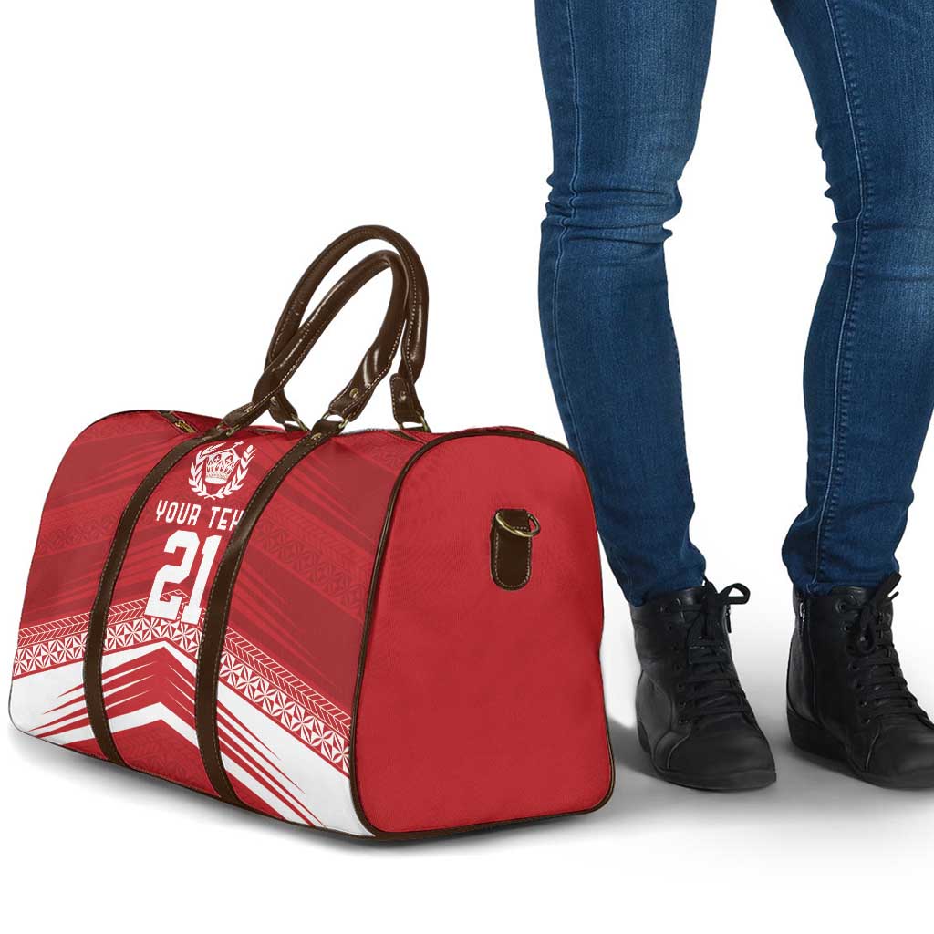 Custom Pacific Rugby Spirit Travel Bag Tonga Ngatu Pride Red Edition - Polynesian Pride