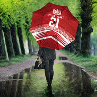 Custom Pacific Rugby Spirit Umbrella Tonga Ngatu Pride Red Edition - Polynesian Pride