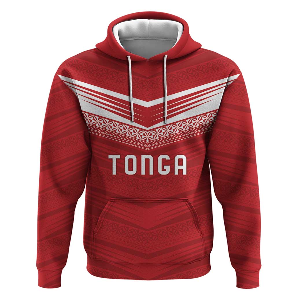 Custom Pacific Rugby Spirit Zip Hoodie Tonga Ngatu Pride Red Edition - Polynesian Pride