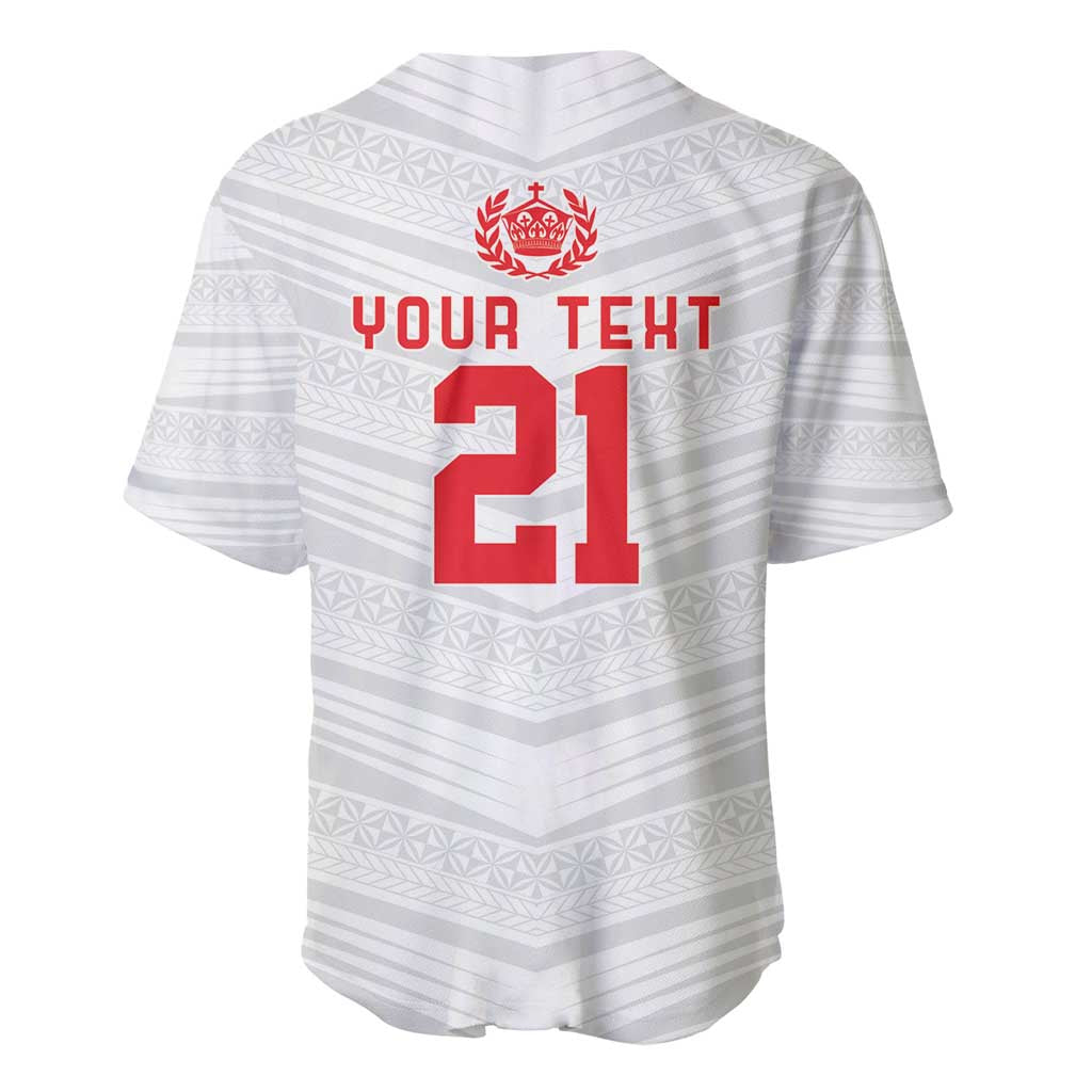 Custom Pacific Rugby Spirit Baseball Jersey Tonga Ngatu Pride White Edition - Polynesian Pride