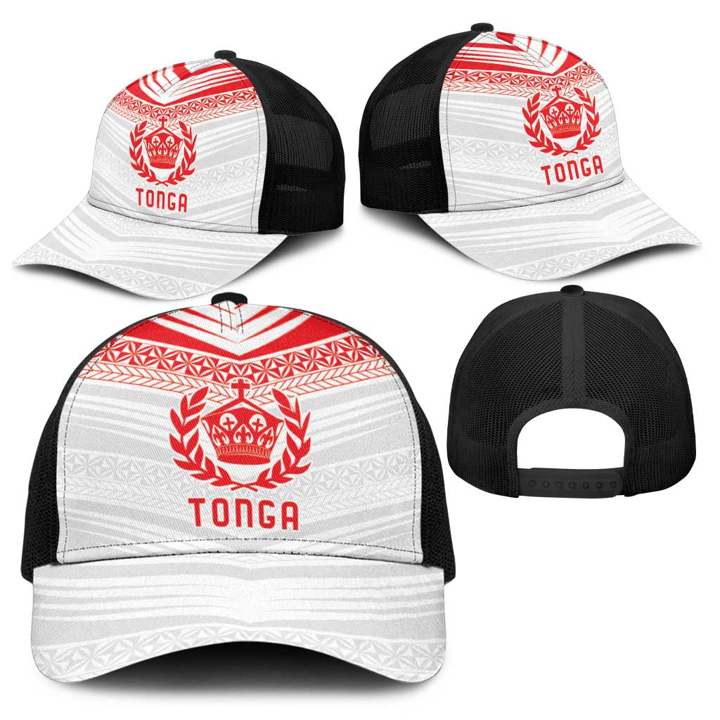 Pacific Rugby Spirit Baseball Net Cap Tonga Ngatu Pride White Edition - Polynesian Pride