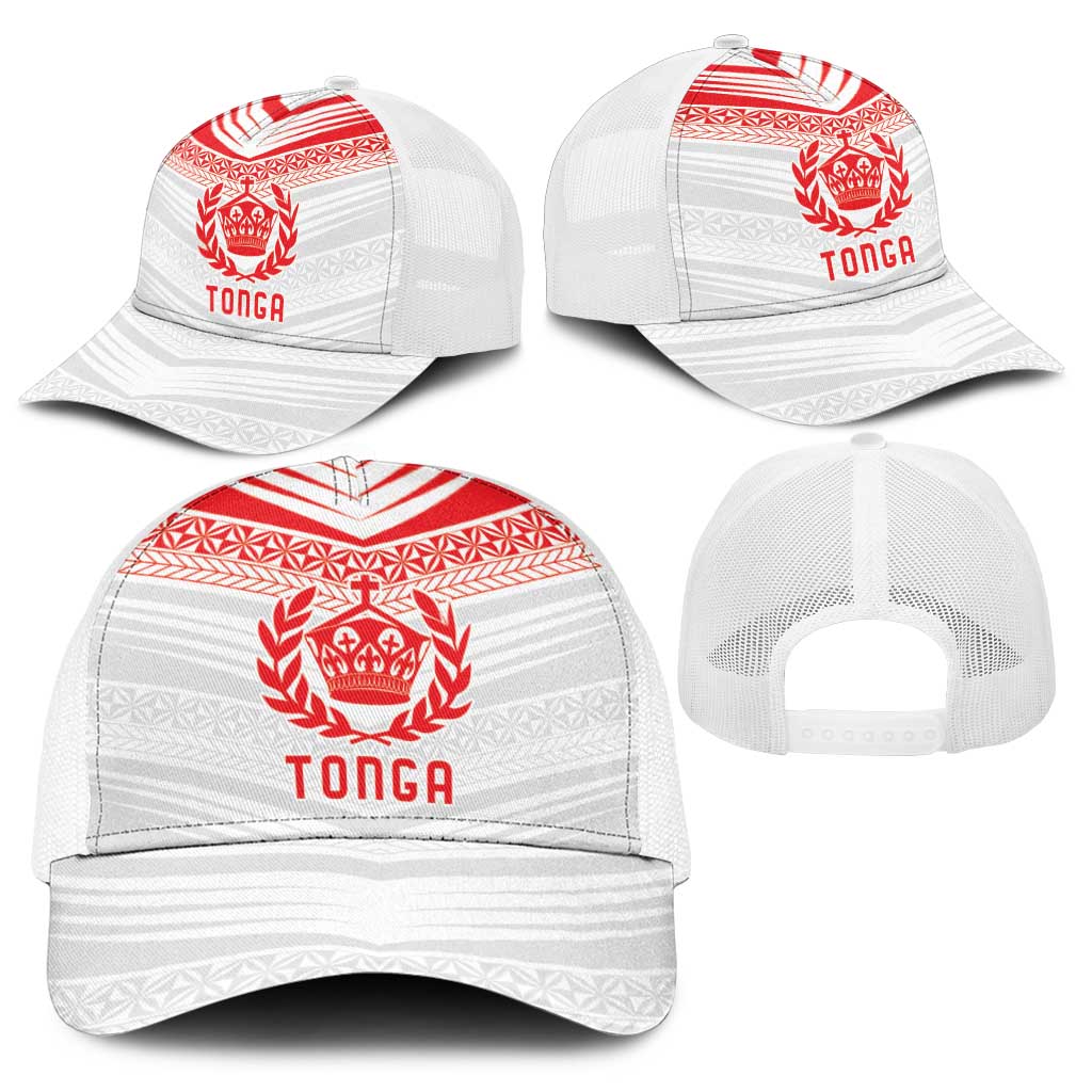 Pacific Rugby Spirit Baseball Net Cap Tonga Ngatu Pride White Edition - Polynesian Pride