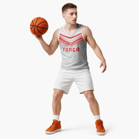 Custom Pacific Rugby Spirit Basketball Jersey Tonga Ngatu Pride White Edition - Polynesian Pride