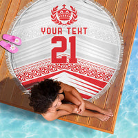 Custom Pacific Rugby Spirit Beach Blanket Tonga Ngatu Pride White Edition - Polynesian Pride