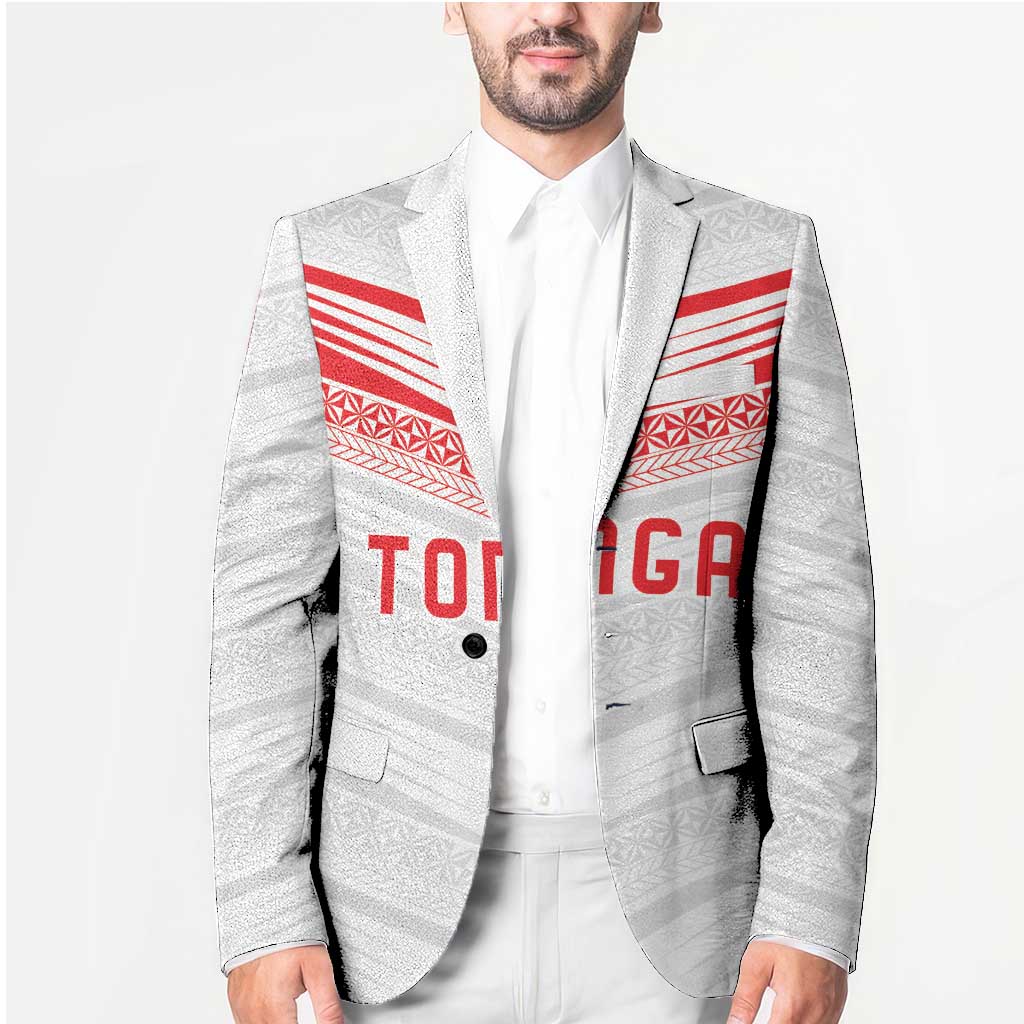 Custom Pacific Rugby Spirit Blazer Tonga Ngatu Pride White Edition - Polynesian Pride