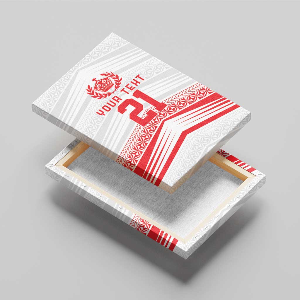 Custom Pacific Rugby Spirit Canvas Wall Art Tonga Ngatu Pride White Edition - Polynesian Pride