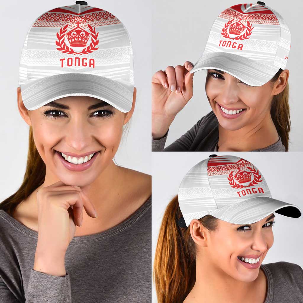 Custom Pacific Rugby Spirit Classic Cap Tonga Ngatu Pride White Edition - Polynesian Pride