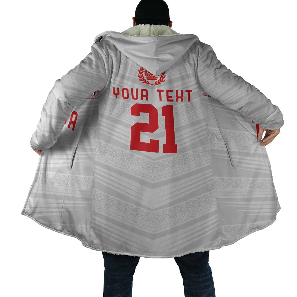 Custom Pacific Rugby Spirit Cloak Tonga Ngatu Pride White Edition - Polynesian Pride