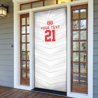 Custom Pacific Rugby Spirit Door Cover Tonga Ngatu Pride White Edition - Polynesian Pride