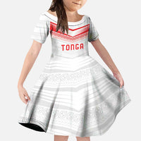 Custom Pacific Rugby Spirit Family Matching Mermaid Dress and Hawaiian Shirt Tonga Ngatu Pride White Edition - Polynesian Pride