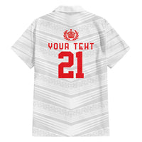 Custom Pacific Rugby Spirit Family Matching Short Sleeve Bodycon Dress and Hawaiian Shirt Tonga Ngatu Pride White Edition - Polynesian Pride