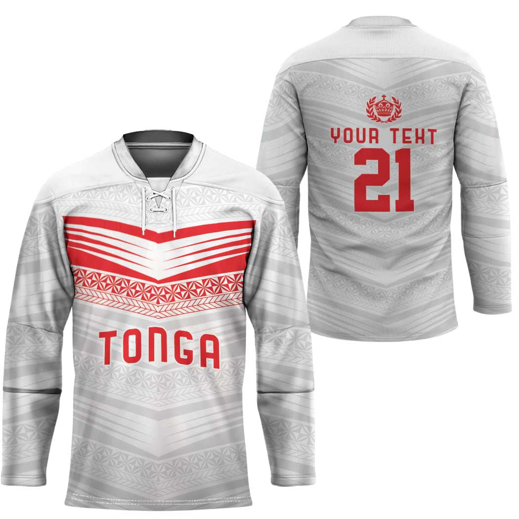 Custom Pacific Rugby Spirit Hockey Jersey Tonga Ngatu Pride White Edition - Polynesian Pride
