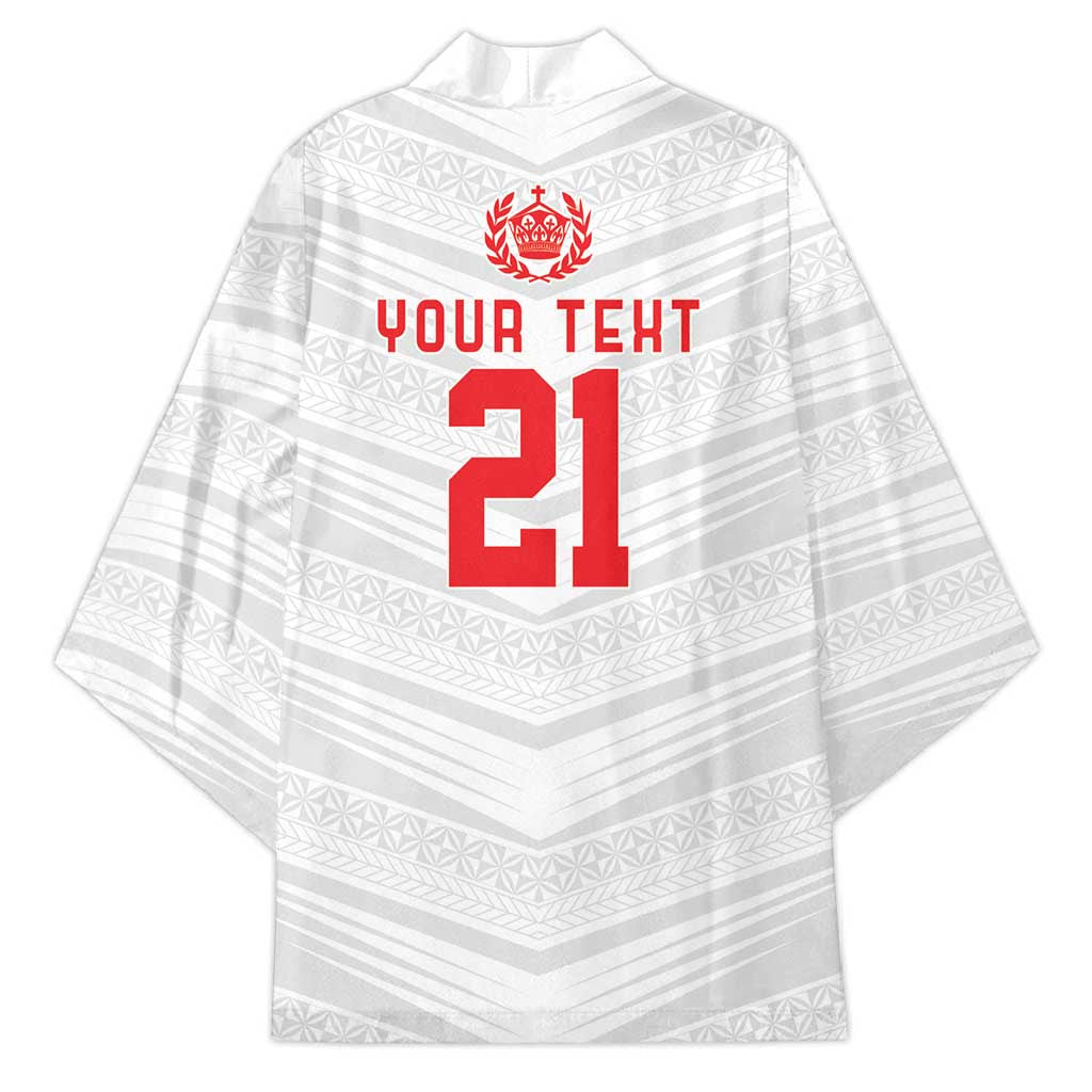 Custom Pacific Rugby Spirit Kimono Tonga Ngatu Pride White Edition - Polynesian Pride