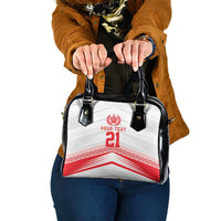 Custom Pacific Rugby Spirit Shoulder Handbag Tonga Ngatu Pride White Edition - Polynesian Pride