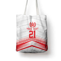 Custom Pacific Rugby Spirit Tote Bag Tonga Ngatu Pride White Edition - Polynesian Pride