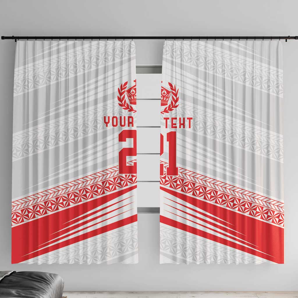 Custom Pacific Rugby Spirit Window Curtain Tonga Ngatu Pride White Edition - Polynesian Pride