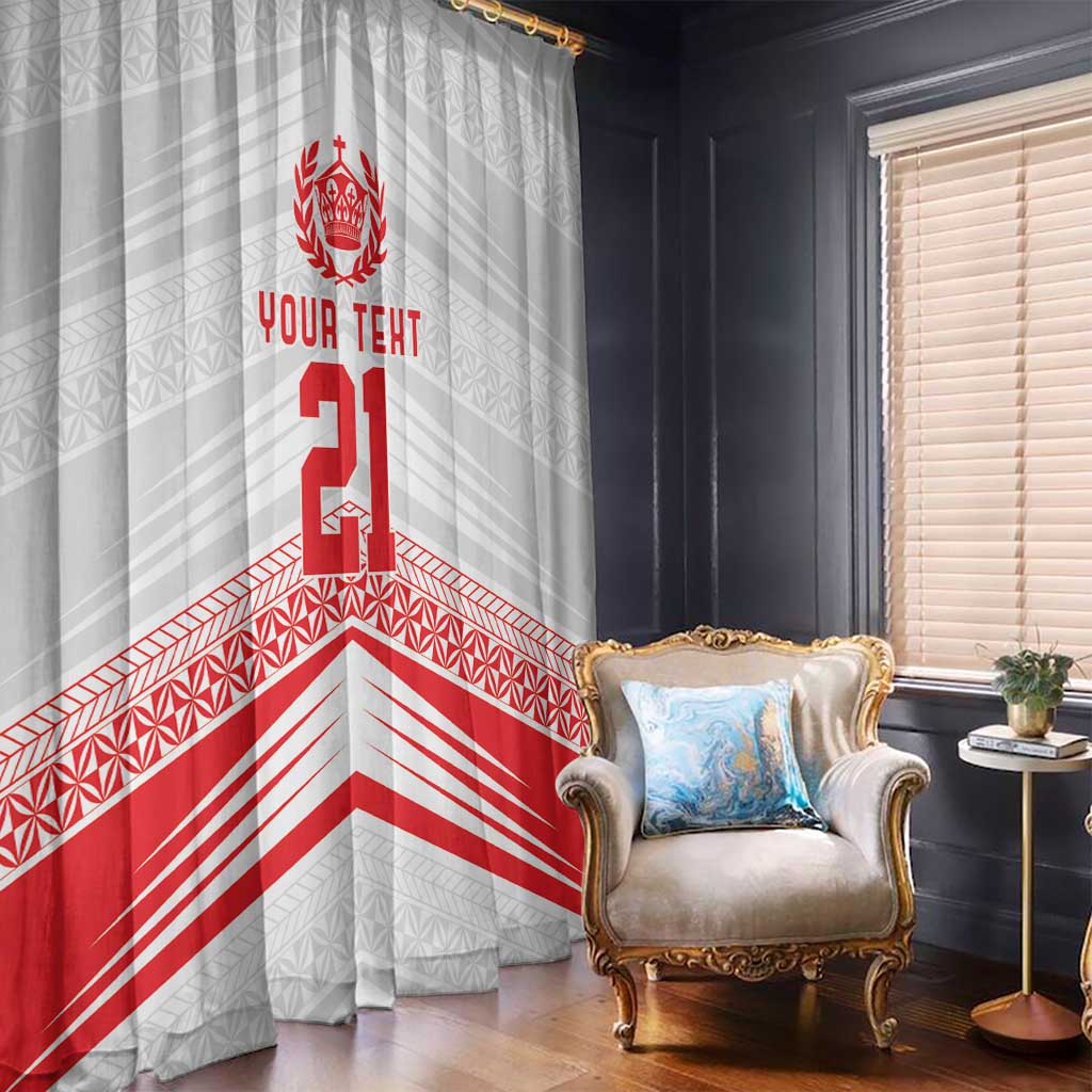 Custom Pacific Rugby Spirit Window Curtain Tonga Ngatu Pride White Edition - Polynesian Pride
