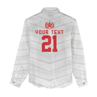 Custom Pacific Rugby Spirit Women Casual Shirt Tonga Ngatu Pride White Edition - Polynesian Pride