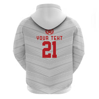 Custom Pacific Rugby Spirit Zip Hoodie Tonga Ngatu Pride White Edition - Polynesian Pride