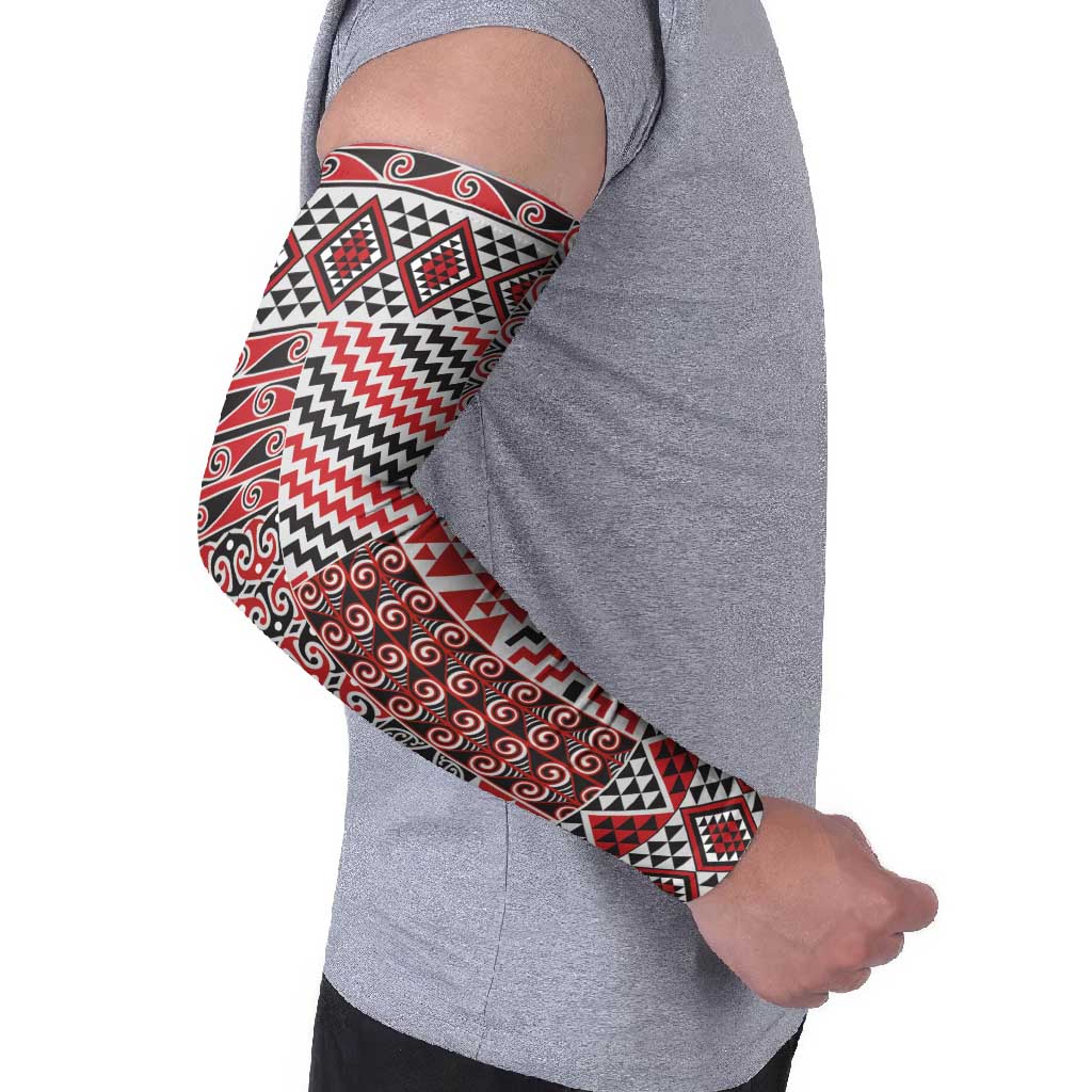 Aotearoa Kowhaiwhai Taniko Patchwork Motifs Arm Sleeves - Polynesian Pride