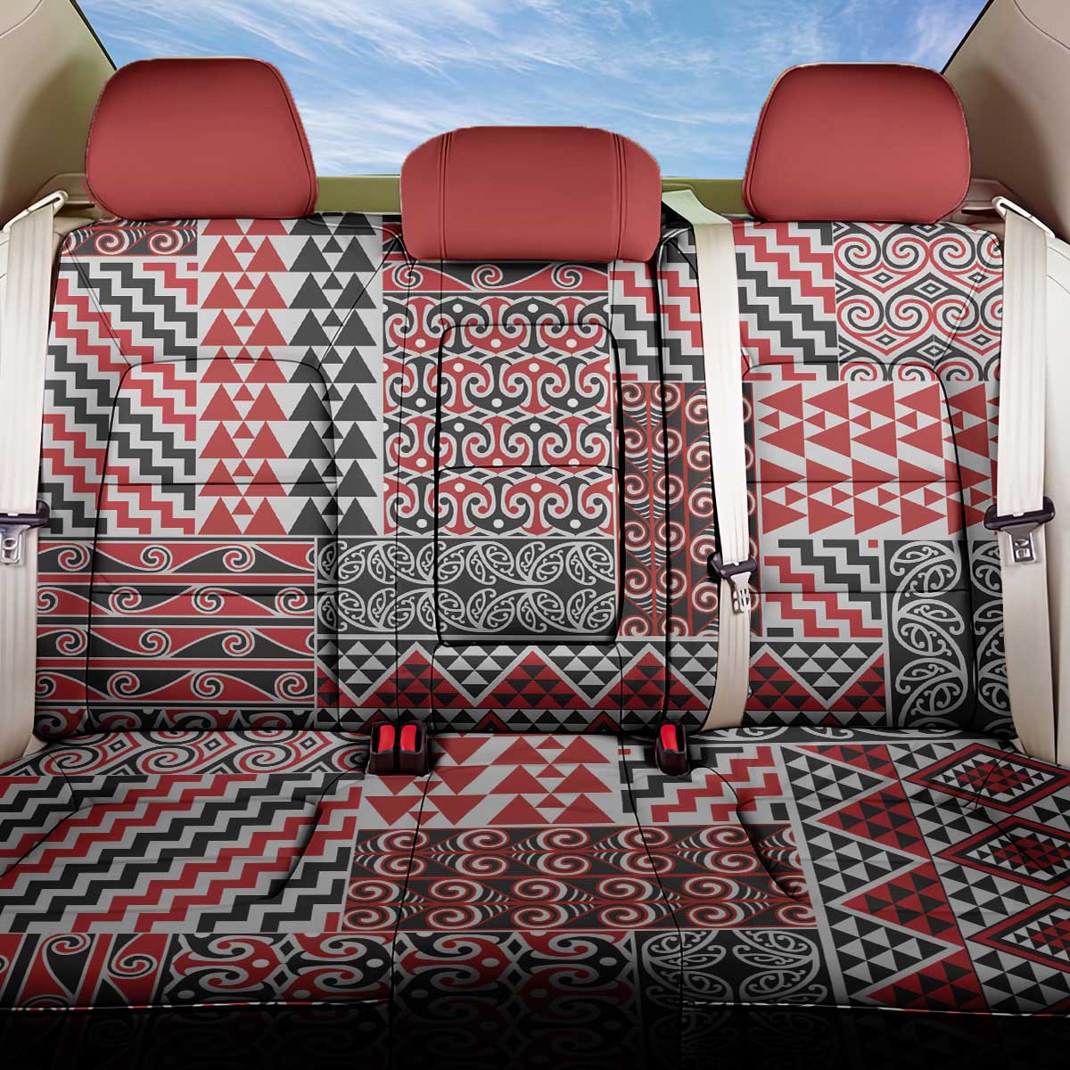 Aotearoa Kowhaiwhai Taniko Patchwork Motifs Back Car Seat Cover