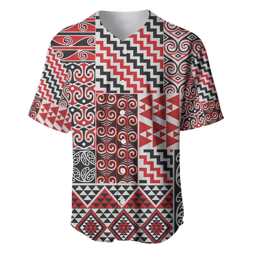 Aotearoa Kowhaiwhai Taniko Patchwork Motifs Baseball Jersey