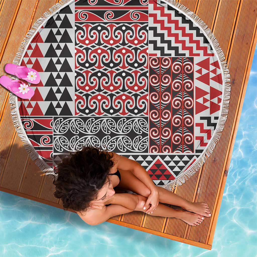 Aotearoa Kowhaiwhai Taniko Patchwork Motifs Beach Blanket