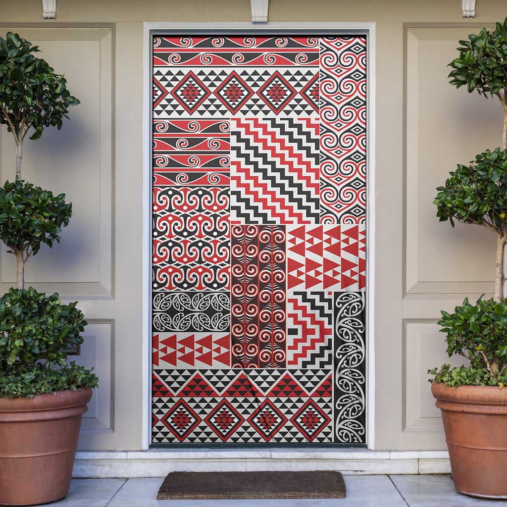 Aotearoa Kowhaiwhai Taniko Patchwork Motifs Door Cover - Polynesian Pride