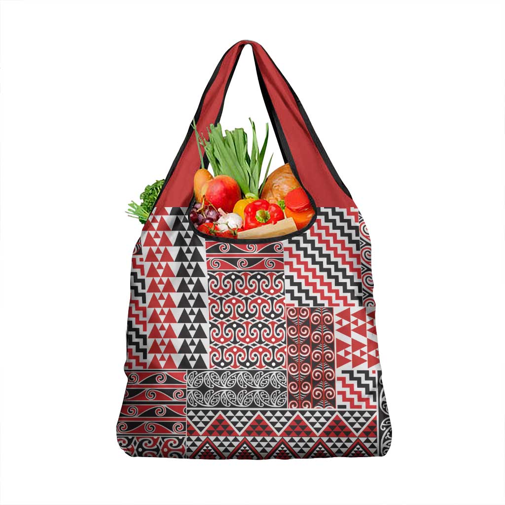 Aotearoa Kowhaiwhai Taniko Patchwork Motifs Grocery Bag