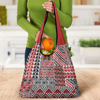 Aotearoa Kowhaiwhai Taniko Patchwork Motifs Grocery Bag