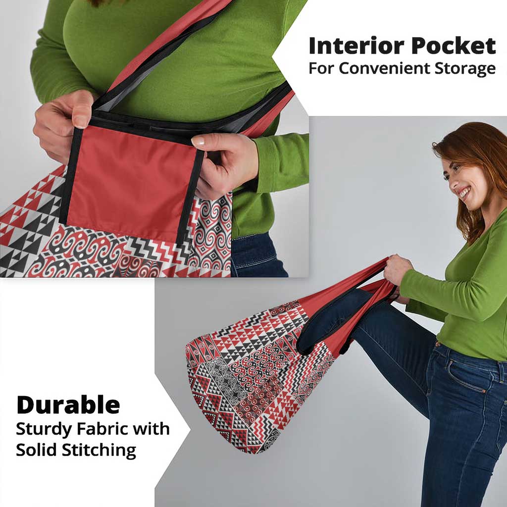 Aotearoa Kowhaiwhai Taniko Patchwork Motifs Grocery Bag