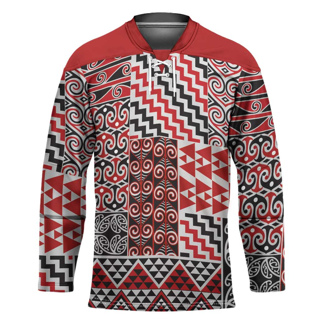 Aotearoa Kowhaiwhai Taniko Patchwork Motifs Hockey Jersey - Polynesian Pride