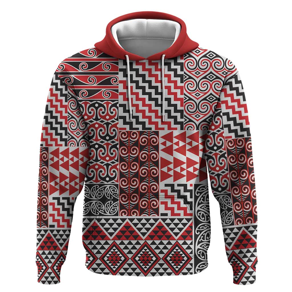 Aotearoa Kowhaiwhai Taniko Patchwork Motifs Hoodie