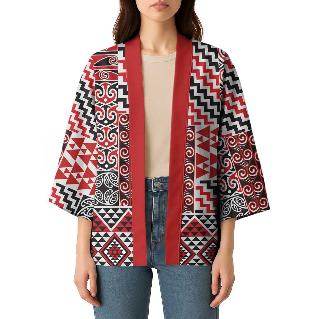 Aotearoa Kowhaiwhai Taniko Patchwork Motifs Kimono - Polynesian Pride