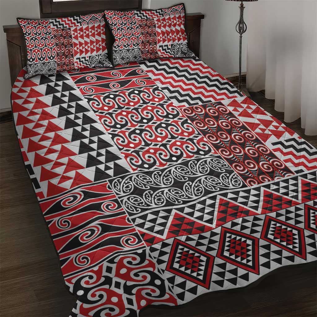 Aotearoa Kowhaiwhai Taniko Patchwork Motifs Quilt Bed Set