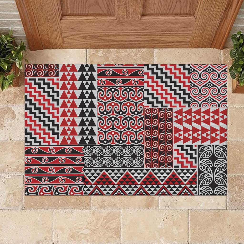 Aotearoa Kowhaiwhai Taniko Patchwork Motifs Rubber Doormat