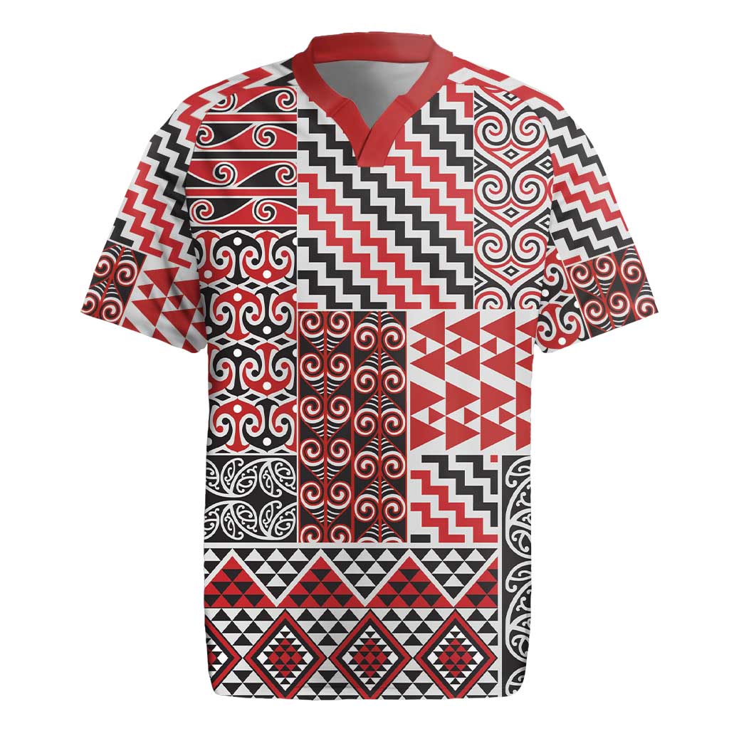 Aotearoa Kowhaiwhai Taniko Patchwork Motifs Rugby Jersey