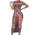 Aotearoa Kowhaiwhai Taniko Patchwork Motifs Short Sleeve Bodycon Dress